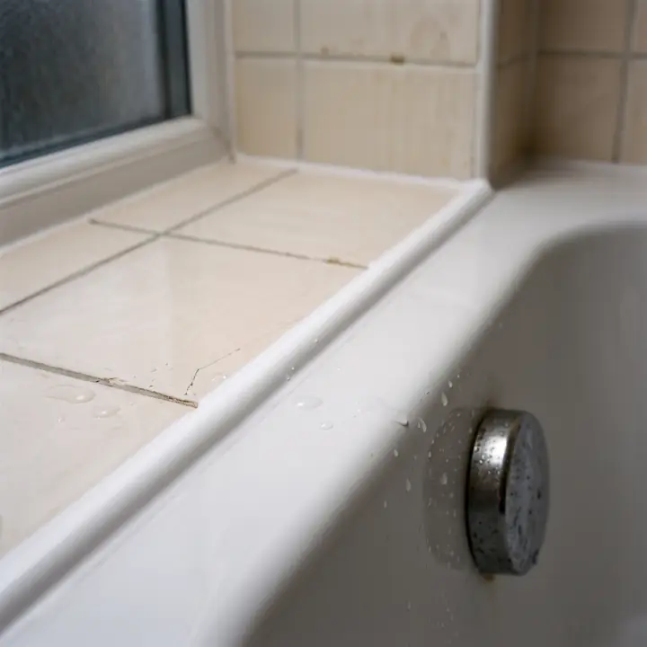A freshly resealed bath edge, the finished job
